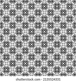 Black and white seamless pattern texture. Greyscale ornamental graphic design. Mosaic ornaments. Pattern template. Vector illustration. EPS10.