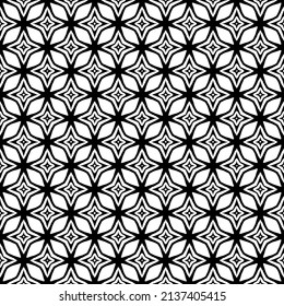 Black and white seamless pattern texture. Greyscale ornamental graphic design. Mosaic ornaments. Pattern template. Vector illustration. EPS10.