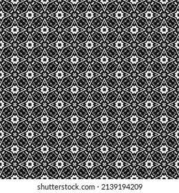 Black and white seamless pattern texture. Greyscale ornamental graphic design. Mosaic ornaments. Pattern template. Vector illustration. EPS10.