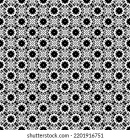 Black and white seamless pattern texture. Greyscale ornamental graphic design. Mosaic ornaments. Pattern template. Vector illustration. EPS10.