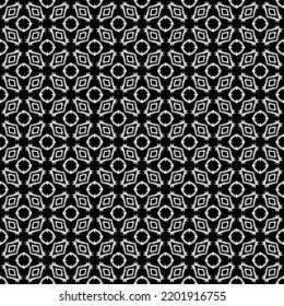 Textura de patrón sin costuras en blanco y negro. Diseño gráfico ornamental a escala de grises. Ornamentos mosaicos. Plantilla de patrón. Ilustración vectorial. EPS10.