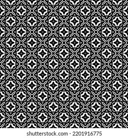 Black and white seamless pattern texture. Greyscale ornamental graphic design. Mosaic ornaments. Pattern template. Vector illustration. EPS10.