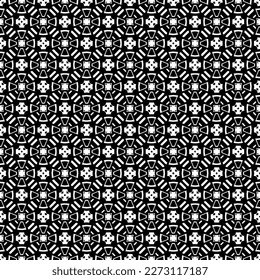 Black and white seamless pattern texture. Greyscale ornamental graphic design. Mosaic ornaments. Pattern template. Vector illustration. EPS10.