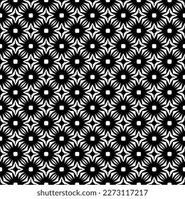 Black and white seamless pattern texture. Greyscale ornamental graphic design. Mosaic ornaments. Pattern template. Vector illustration. EPS10.