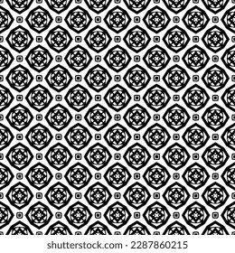 Textura de patrón sin costuras en blanco y negro. Diseño gráfico ornamental a escala de grises. Ornamentos mosaicos. Plantilla de patrón. Ilustración vectorial. EPS10.