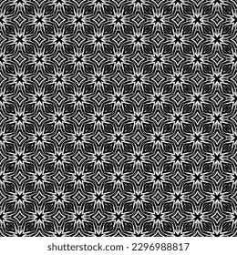 Black and white seamless pattern texture. Greyscale ornamental graphic design. Mosaic ornaments. Pattern template. Vector illustration. EPS10.