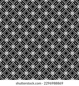Textura de patrón sin costuras en blanco y negro. Diseño gráfico ornamental a escala de grises. Ornamentos mosaicos. Plantilla de patrón. Ilustración vectorial. EPS10.