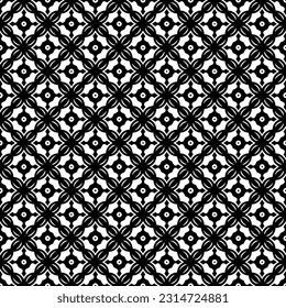 Black and white seamless pattern texture. Greyscale ornamental graphic design. Mosaic ornaments. Pattern template. Vector illustration. EPS10.