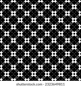 Textura de patrón sin costuras en blanco y negro. Diseño gráfico ornamental a escala de grises. Ornamentos mosaicos. Plantilla de patrón. Ilustración vectorial. EPS10.