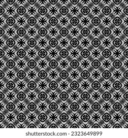 Black and white seamless pattern texture. Greyscale ornamental graphic design. Mosaic ornaments. Pattern template. Vector illustration. EPS10.