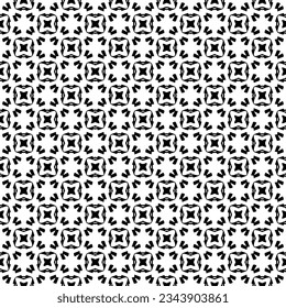 Textura de patrón sin costuras en blanco y negro. Diseño gráfico ornamental a escala de grises. Ornamentos mosaicos. Plantilla de patrón. Ilustración vectorial. EPS10.
