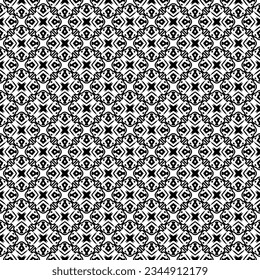 Textura de patrón sin costuras en blanco y negro. Diseño gráfico ornamental a escala de grises. Ornamentos mosaicos. Plantilla de patrón. Ilustración vectorial. EPS10.