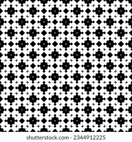Black and white seamless pattern texture. Greyscale ornamental graphic design. Mosaic ornaments. Pattern template. Vector illustration. EPS10.