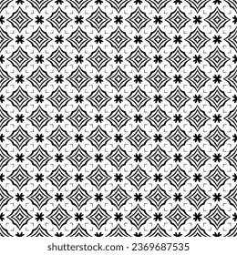 Black and white seamless pattern texture. Greyscale ornamental graphic design. Mosaic ornaments. Pattern template. Vector illustration. EPS10.