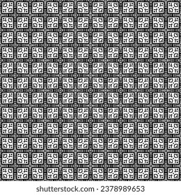 Black and white seamless pattern texture. Greyscale ornamental graphic design. Mosaic ornaments. Pattern template. Vector illustration. EPS10.