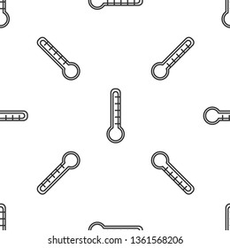 Black and white seamless pattern Thermometer icon design related to meteorology, hot and cool, warm and freeze.