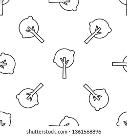 Black and white seamless pattern Tree vector icon. Forest symbol.