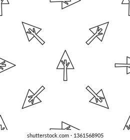 Black and white seamless pattern Tree vector icon. Forest symbol.