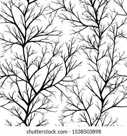 Black and white seamless pattern with tree branches