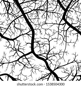 Black and white seamless pattern with tree branches