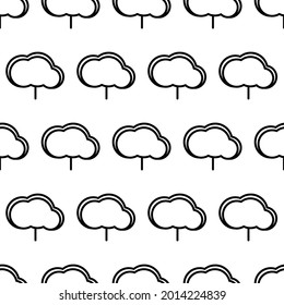Black and white seamless pattern with tree icon. Vector trees symbol sign. Plants, landscape design for print, card, postcard, fabric, textile. Business idea concept.