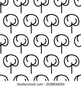 Black and white seamless pattern with tree icon. Vector trees symbol sign. Plants, landscape design for print, card, postcard, fabric, textile. Business idea concept.