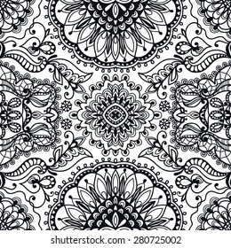 Black and white seamless pattern tribal ethnic ornament. Vector geometric background