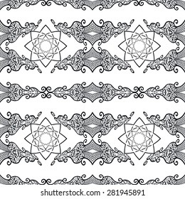 Black and white seamless pattern tribal ethnic ornament. Vector geometric background