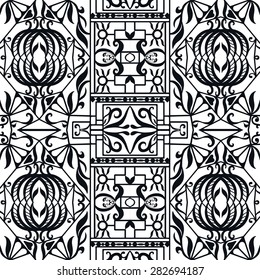 Black and white seamless pattern tribal ethnic ornament. Vector geometric background