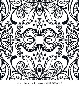 Black and white seamless pattern tribal ethnic ornament. Vector geometric background