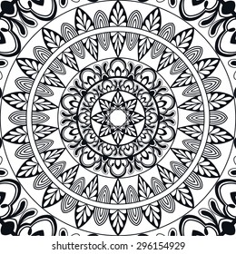 Black and white seamless pattern tribal ethnic ornament. Vector geometric background