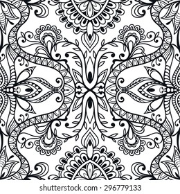Black and white seamless pattern tribal ethnic ornament. Vector geometric background