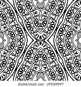 Black and white seamless pattern tribal ethnic ornament. Vector geometric background