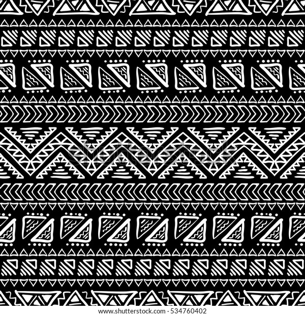 Black White Seamless Pattern Tribal Aztec Stock Vector