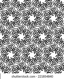 Black and white seamless pattern with twist line style, abstract background, vector, EPS10.