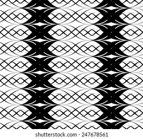 Black and white seamless pattern twist line style, abstract background, vector, illustration.