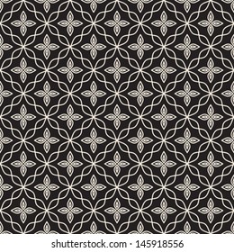 Black and white seamless pattern, vector lace texture