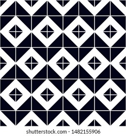 Black and white seamless pattern. Vector background with rhombus.