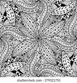 Black and white seamless pattern. Vector illustration