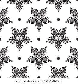 Black and white seamless pattern with vintage ornament. Good for backgrounds, prints, apparel and textiles. 