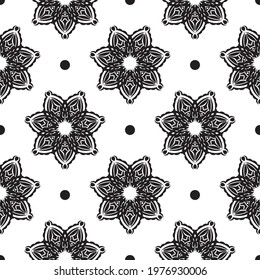 Black and white seamless pattern with vintage ornament. Good for covers, fabrics, postcards and printing. Vector 