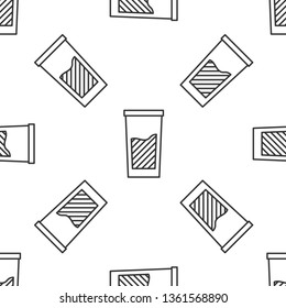 Black and white seamless pattern Water glass icon. Soda glass vector illustration.