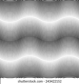 Black and white seamless pattern wave line style, abstract background, vector, illustration.