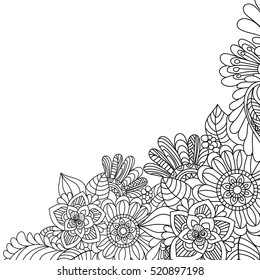 black and white seamless pattern in a zentangle style, Hand-drawn design illustration