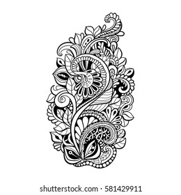 black and white seamless pattern in a zentangle style, Hand-drawn design illustration