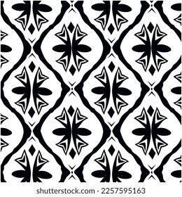 Schwarz-Weiß nahtloses Muster.Wiederholt geometrische Fliesen aus gestreiften Elementen. Traditionelles Design für den Hintergrund, einfarbige Textur Tapete, Verpackung, Stoff, Kleidung, Umhüllung, Fliesen.
