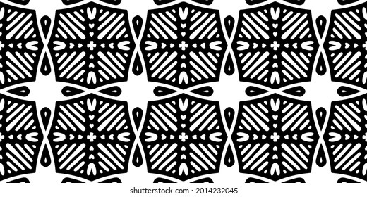  Black and white seamless pattern.retained white elements to easily change the color of the inside of the black patterns.