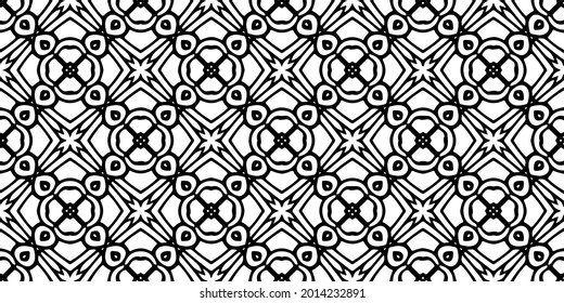  Black and white seamless pattern.retained white elements to easily change the color of the inside of the black patterns.