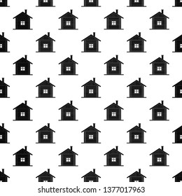 Black and white seamless pattern.Rural log house. Background for a site about the construction of wood,architecture, real estate.Vector illustration.