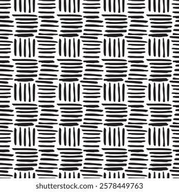 black and white seamless patterns with marker and ink in minimalist Scandinavian style